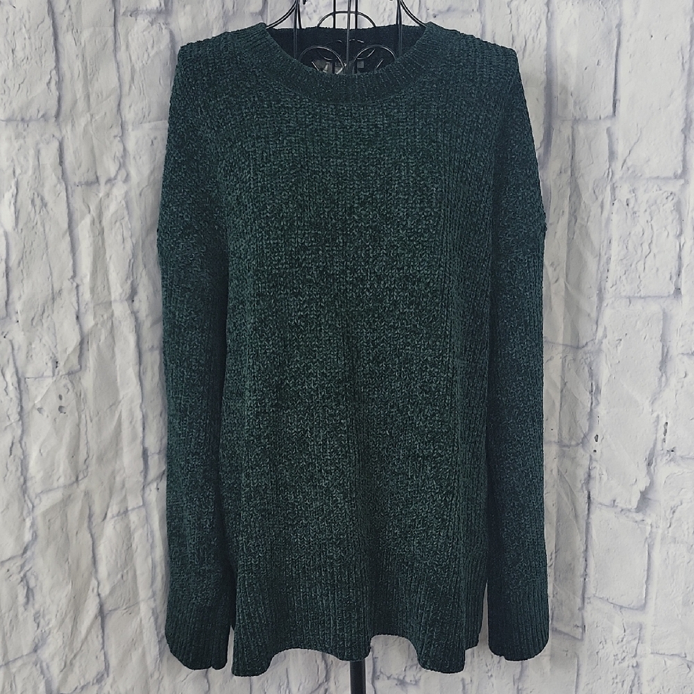 Mattyโ M Forest Green Cozy Ribbed Knit Sweater Medium